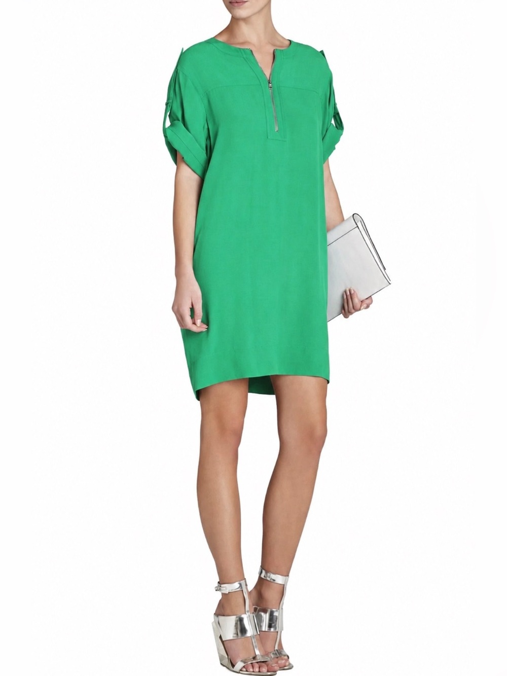 BCBGMaxAzria “Frank” Tunic Shift Dress size XXS-Med in Kelly Green